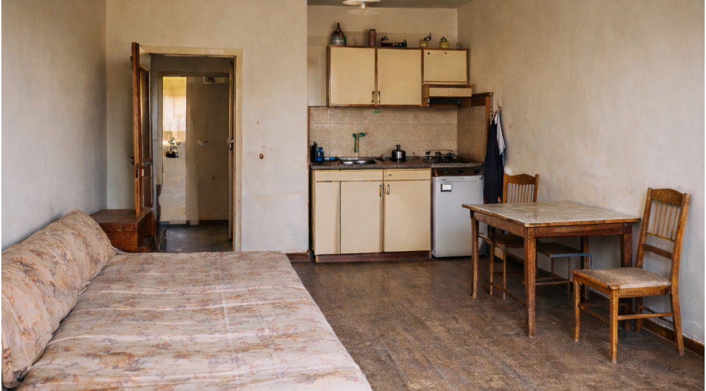 Garsónka na hlavnej ulici - pôvodný stav.